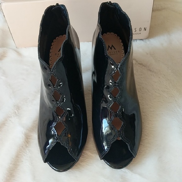 Madison Shoes - SOLD Scalloped Peep Toe Ankle Booties